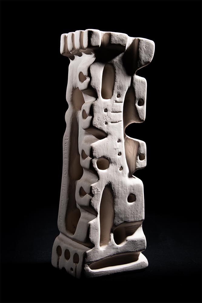 Angelo Di Mario, scultura, astratto,  2007, ceramica bianca, 8x31